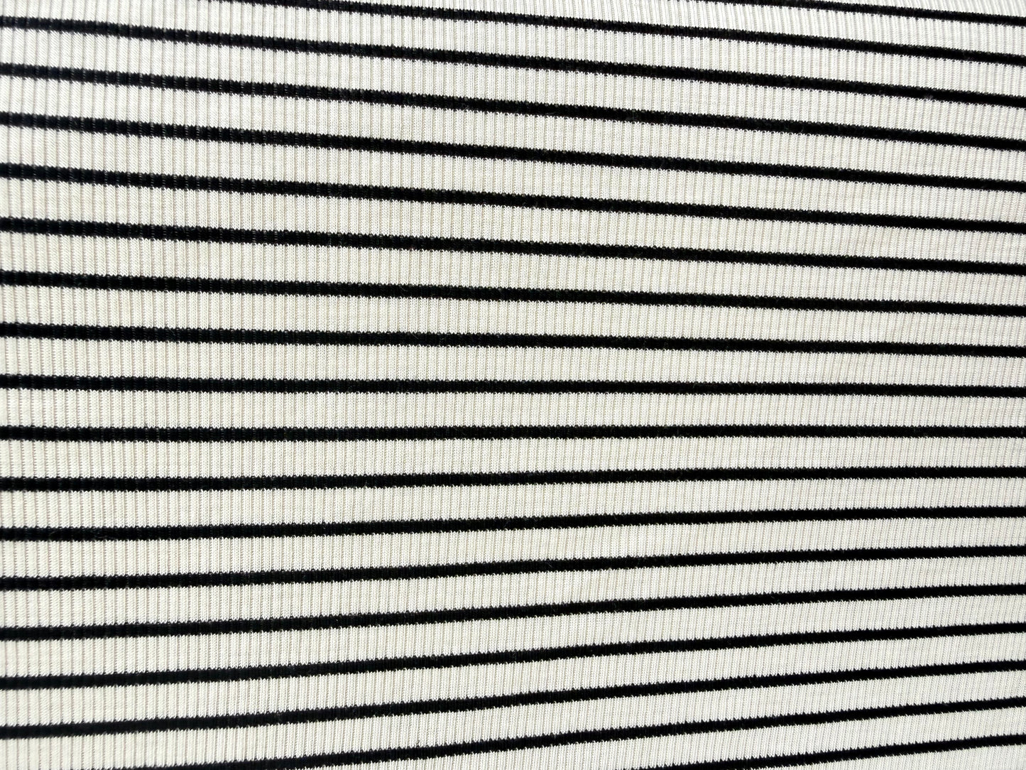 White Black Stripe 2x1 Soft Rayon Spandex Rib Knit "Tiny Piano"
