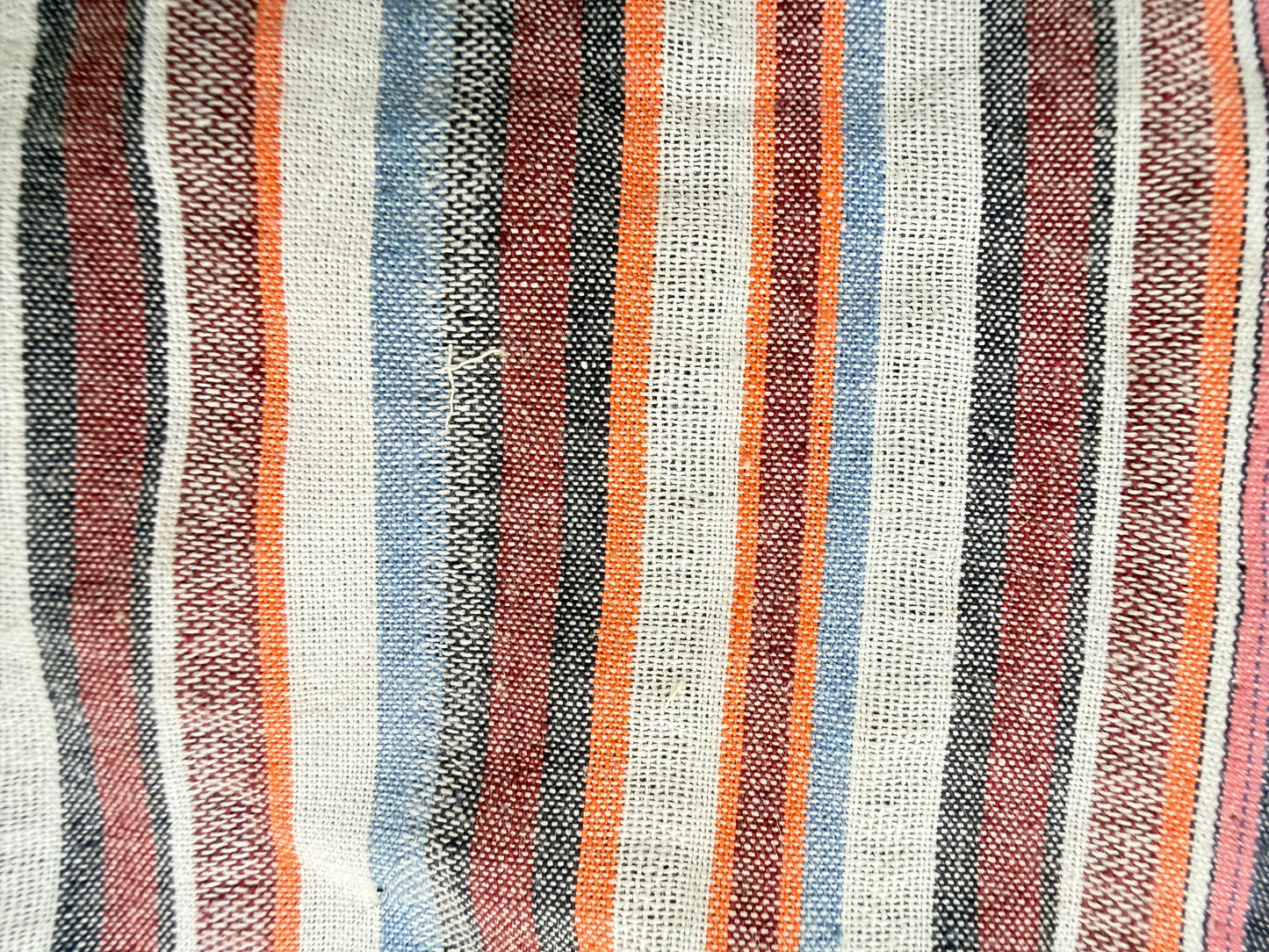 White Blue Orange Stripe Cotton Shirting Woven "Baja Coast"
