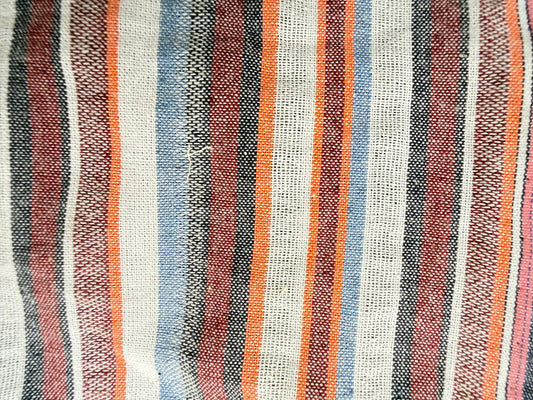 White Blue Orange Stripe Cotton Shirting Woven "Baja Coast"