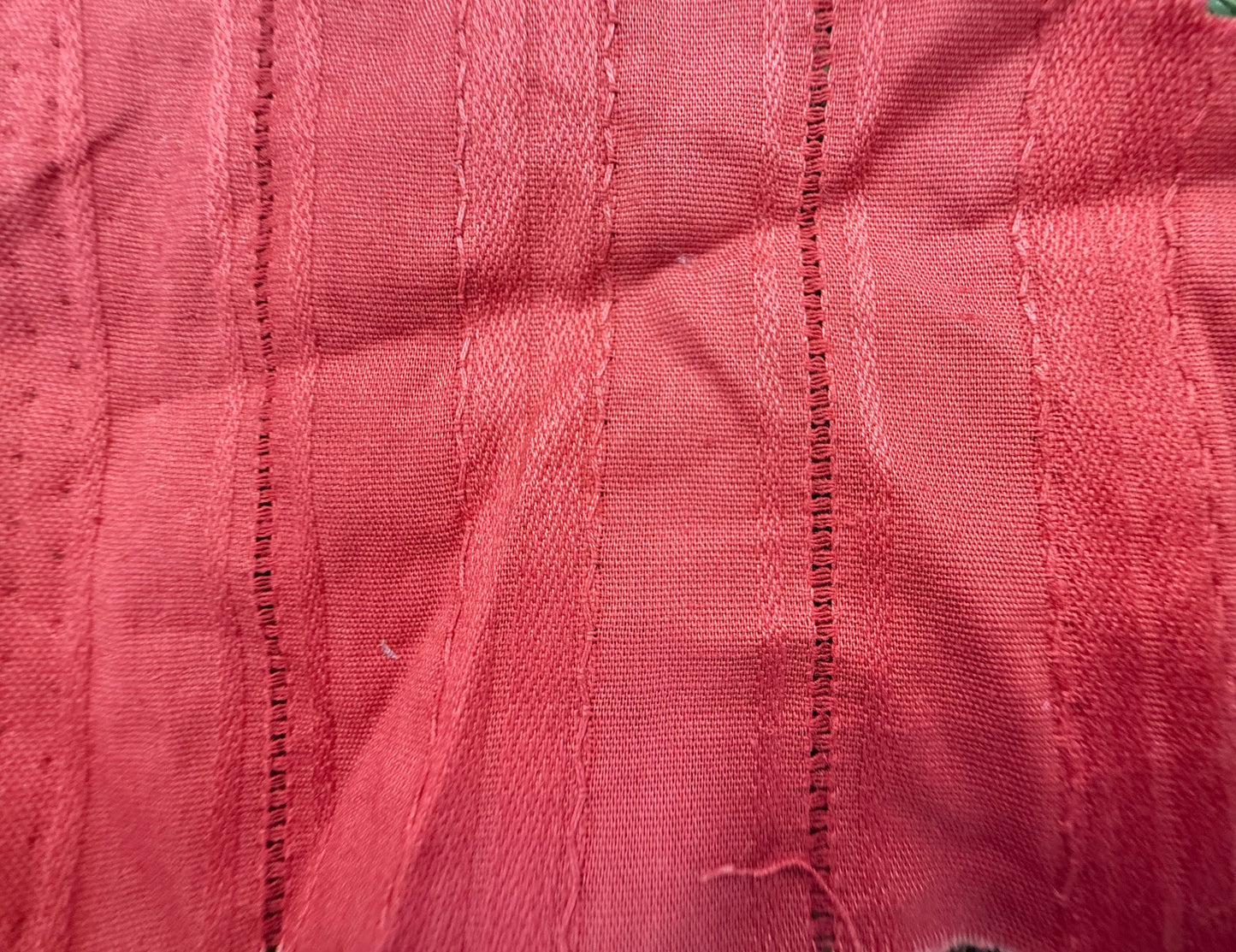 Red Cotton Poplin Jacquard Woven "A Little Country"