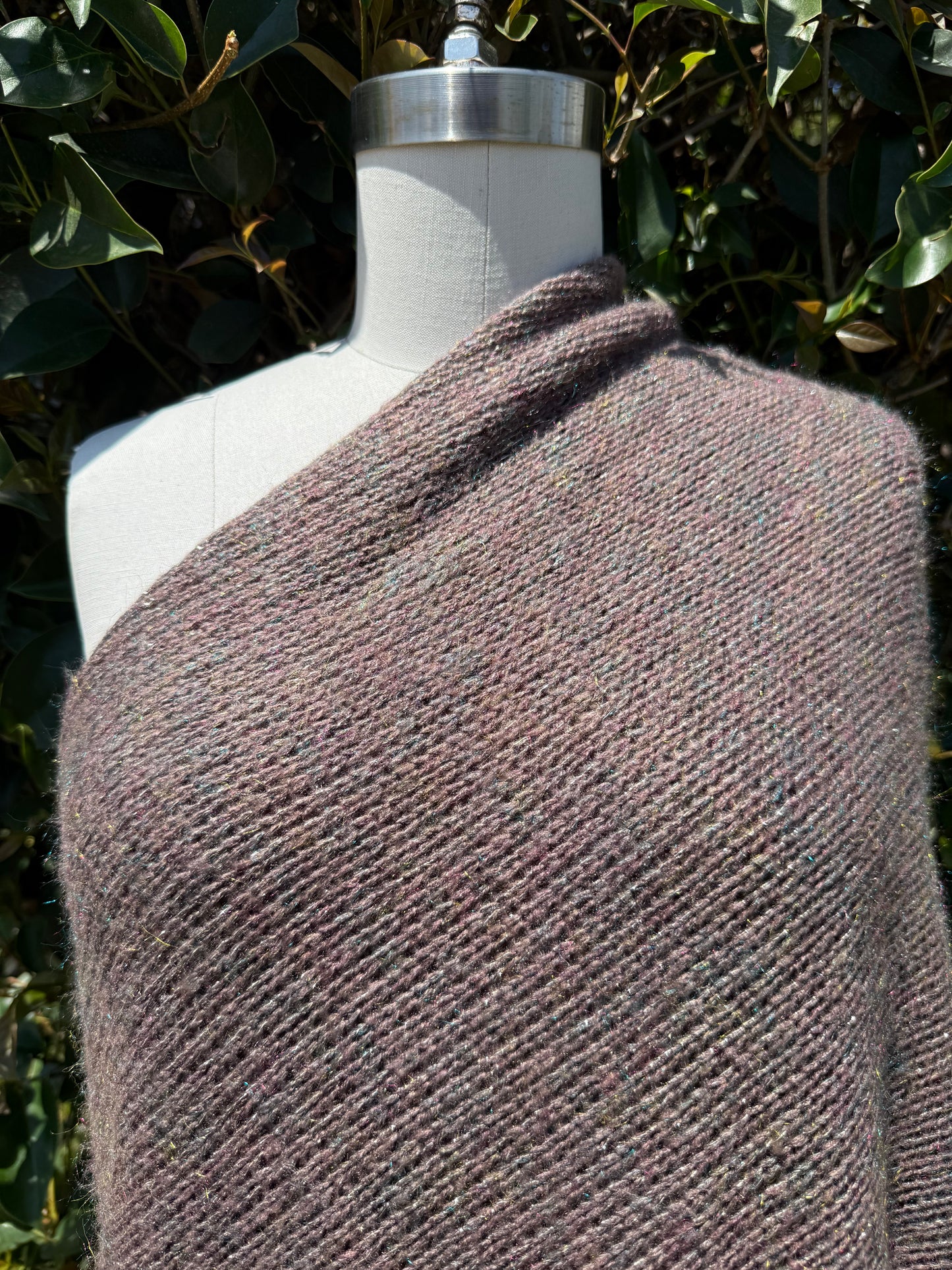 Med Brown Taupe Sweater Knit Acrylic with rainbow Lurex "Chocolate Unicorn"
