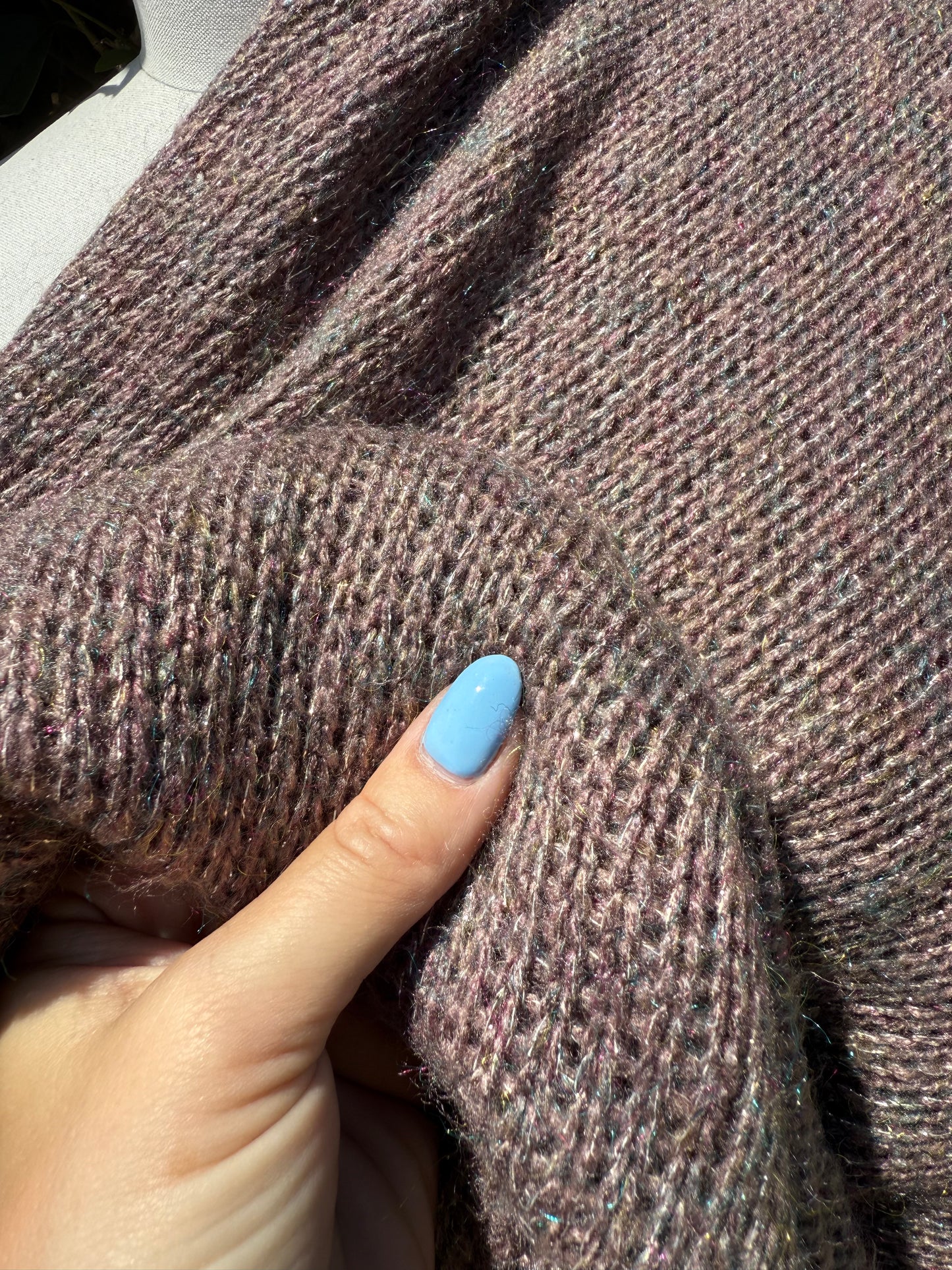 Med Brown Taupe Sweater Knit Acrylic with rainbow Lurex "Chocolate Unicorn"