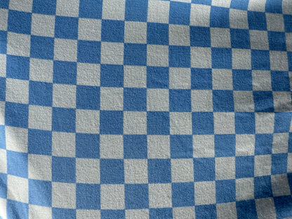 Light Blue White Checker Plaid Polyester Spandex "Sky Squares"