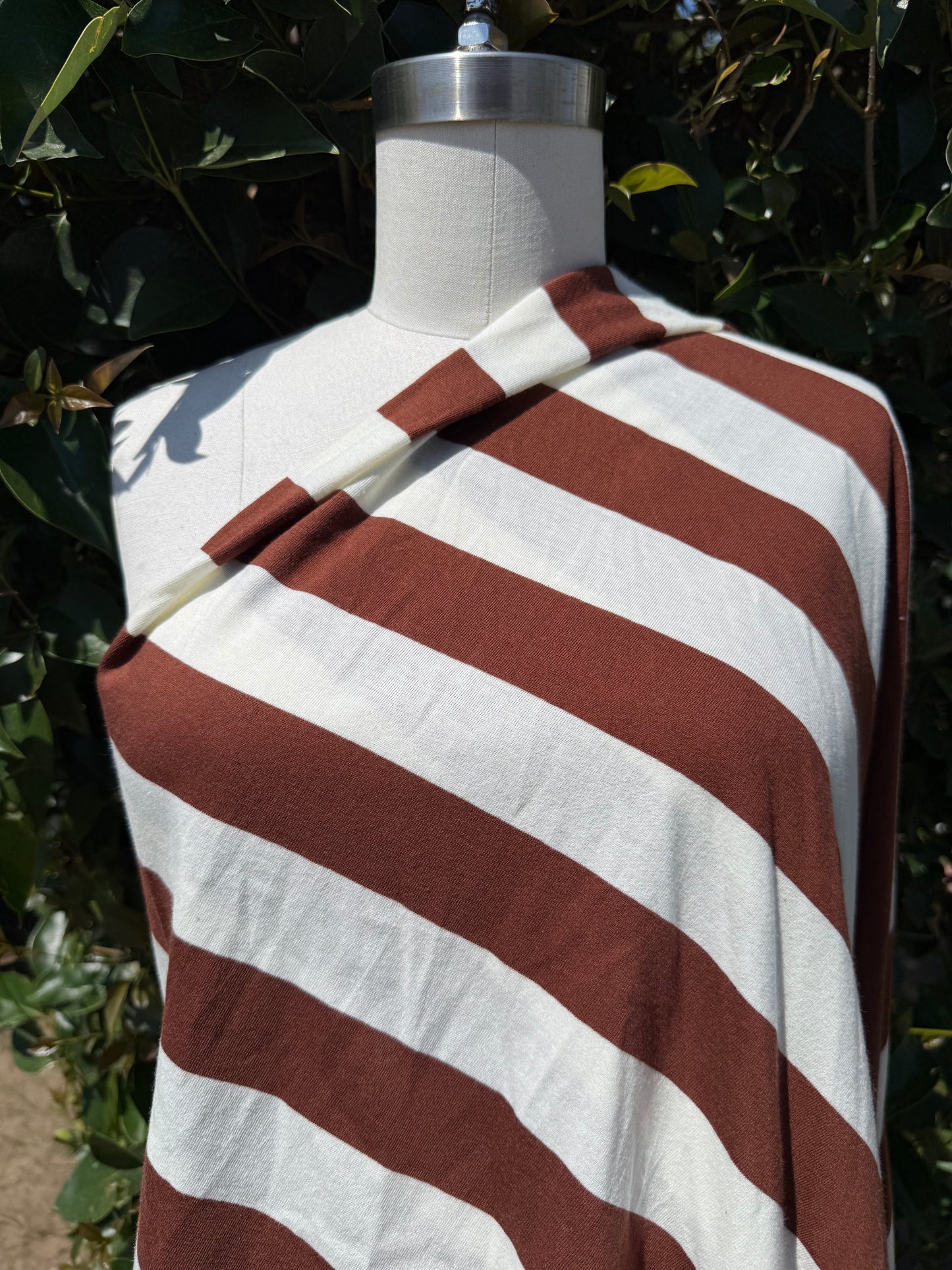 Brown Off-White Large Stripe Cotton Jersey "Chocolate Milk"
