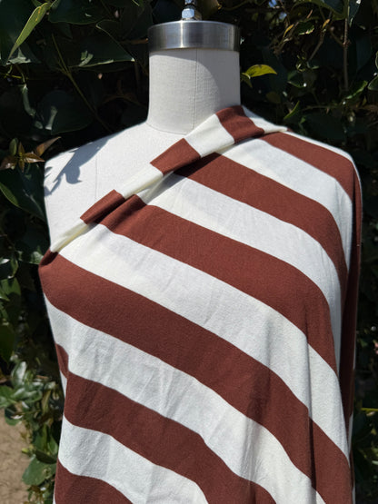 Brown Off-White Large Stripe Cotton Jersey "Chocolate Milk"