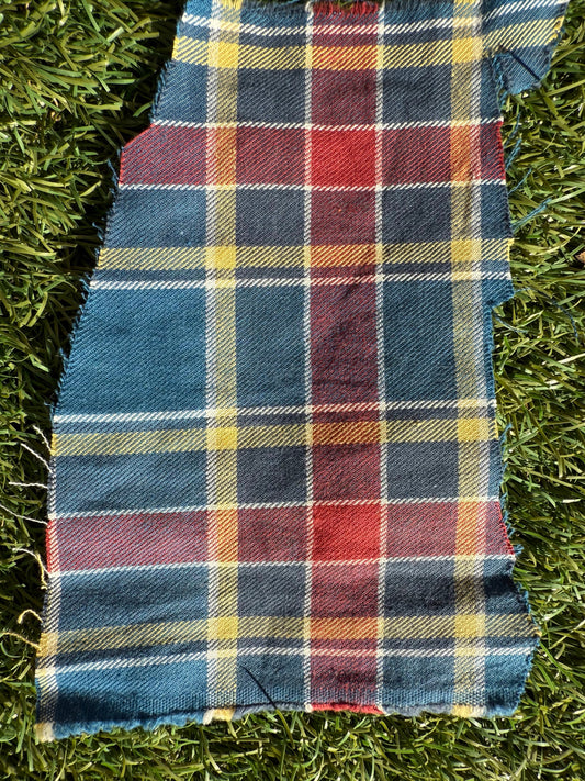 Blue Yellow Red White Plaid Cotton Flannel Woven "Campfire"