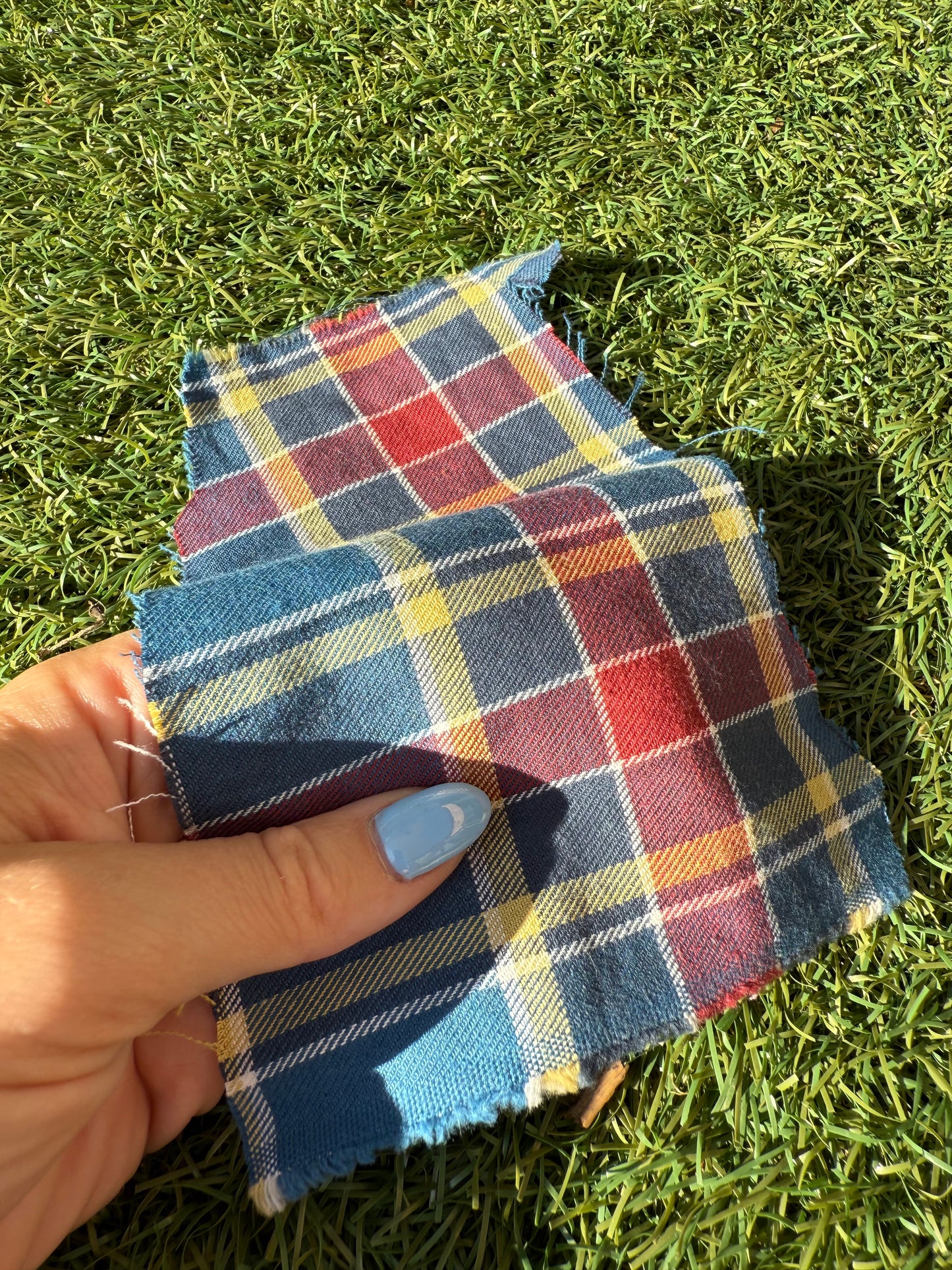 Blue Yellow Red White Plaid Cotton Flannel Woven "Campfire"