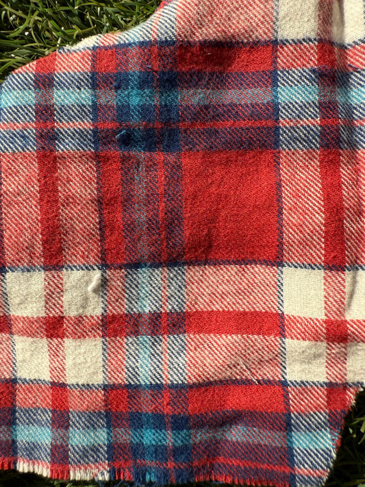 Red Blue White Plaid Cotton Flannel Woven "Rustic Ribbons"