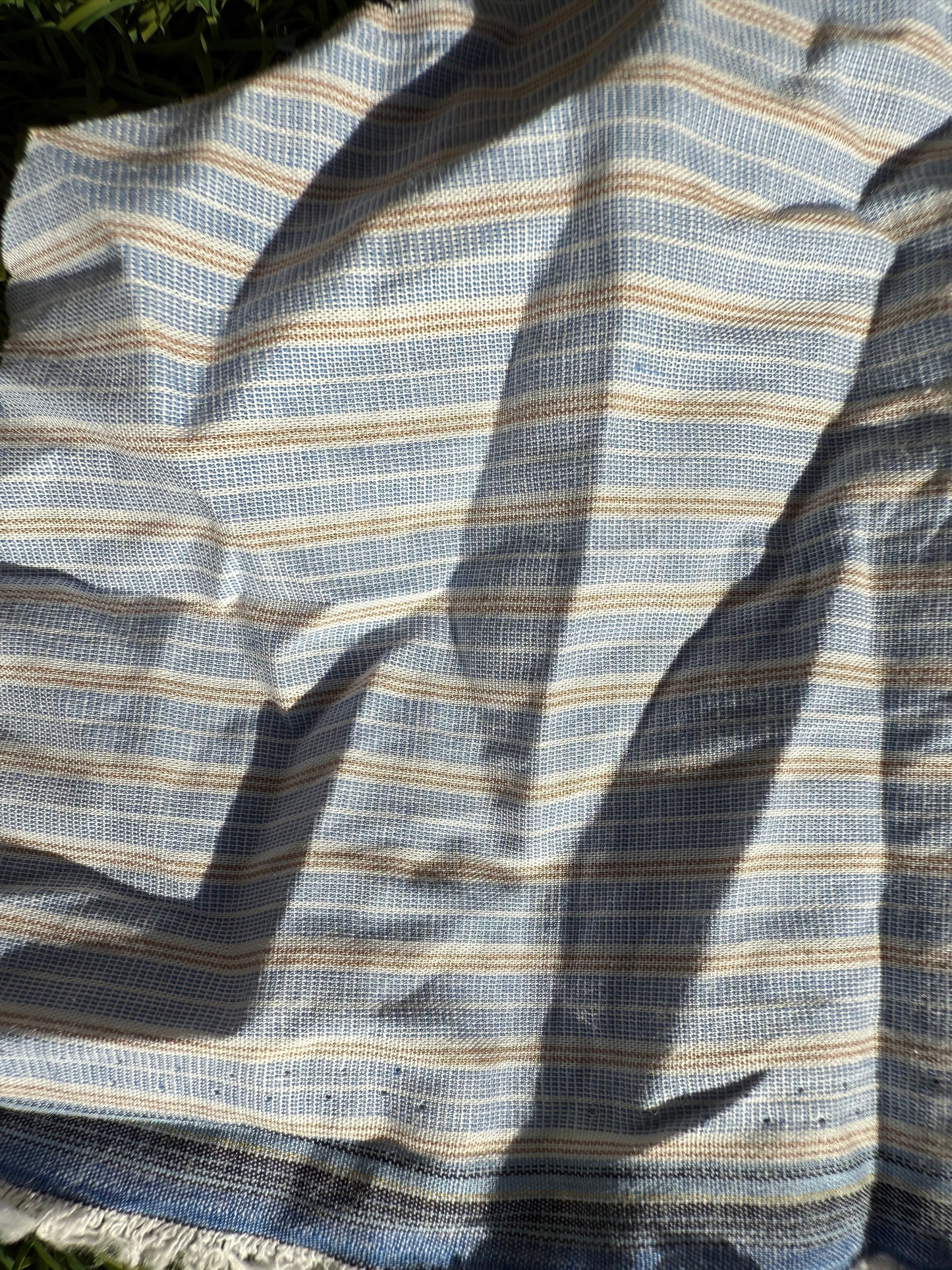Blue White Vertical Stripe Cotton Spandex Poplin Woven "Cornflower Breeze"