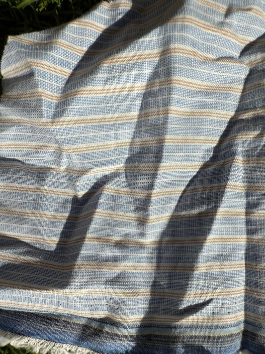 Blue White Vertical Stripe Cotton Spandex Poplin Woven "Cornflower Breeze"