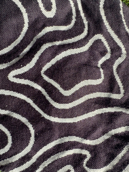 Black White Ripple Pattern Rayon Polyester Spandex Ponte Knit "Drop in the Ink"