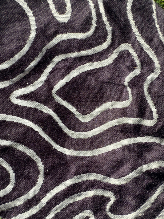 Black White Ripple Pattern Rayon Polyester Spandex Ponte Knit "Drop in the Ink"