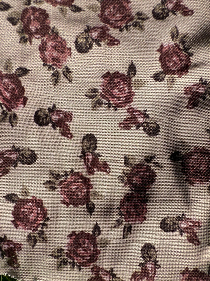 White Green Mauve Micro Stretch Mesh Polyester Spandex Knit "Sheryle's Garden"