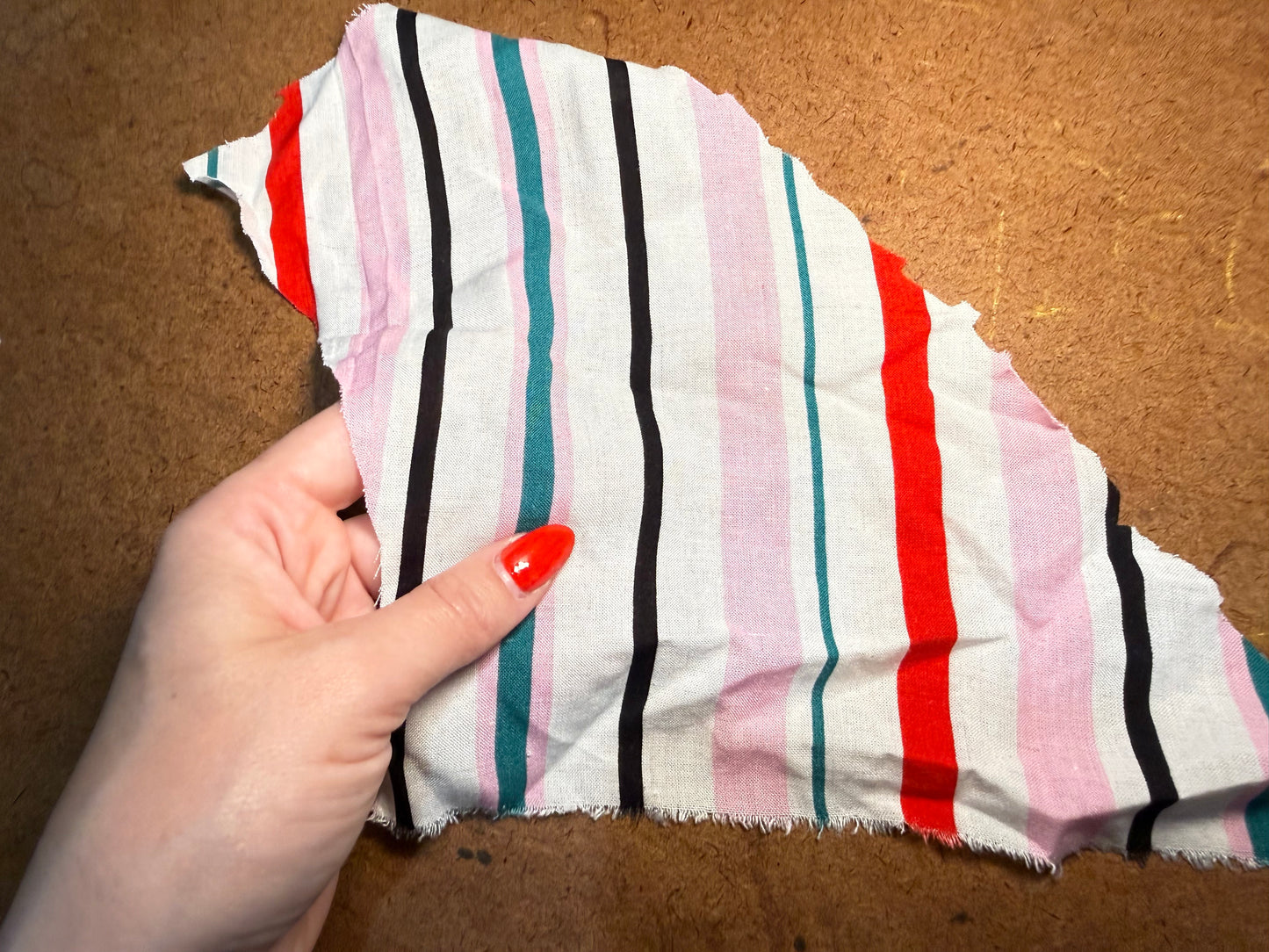 Pink Red Teal White Multi Stripe Summer Resort Rayon Challis "Sugar Mint"
