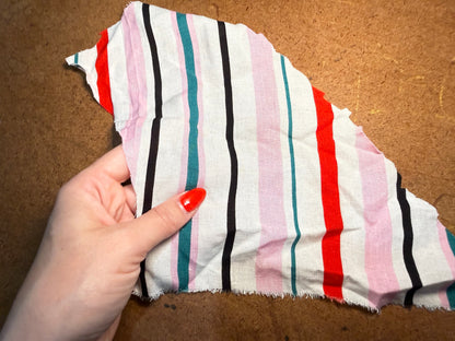 Pink Red Teal White Multi Stripe Summer Resort Rayon Challis "Sugar Mint"
