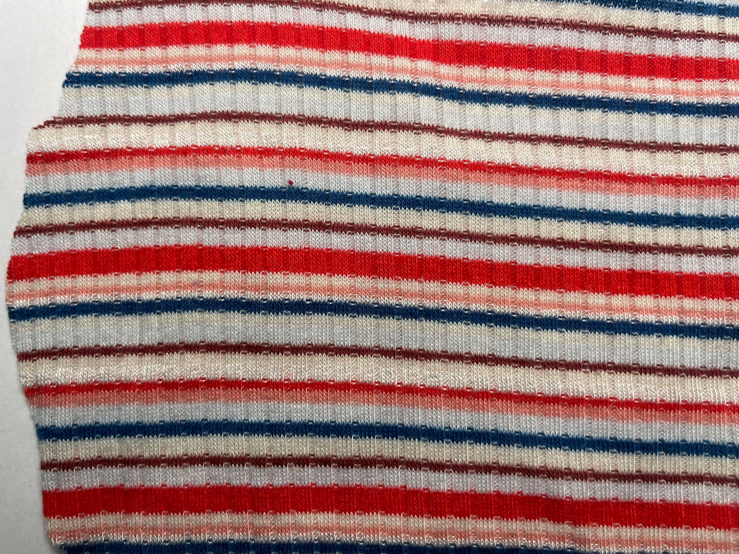 Mini Multi Red Blue Cream Color Retro 70's/90's Stripe 2x1 Soft Rayon/Spandex Rib "Baby Bounce"