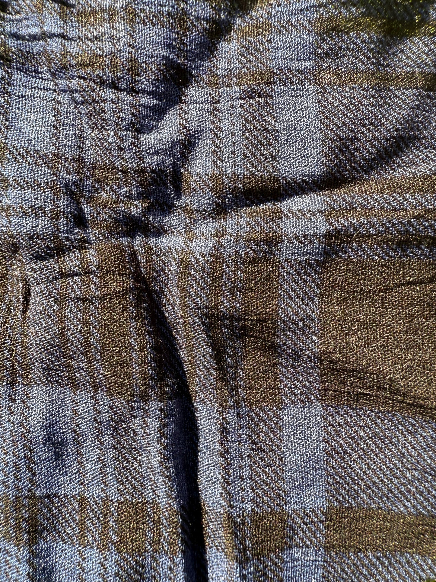 Navy Blue Black Plaid Rayon Crepe Woven "Black'n'Blue Crew"