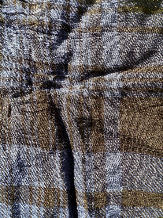 Navy Blue Black Plaid Rayon Crepe Woven "Black'n'Blue Crew"