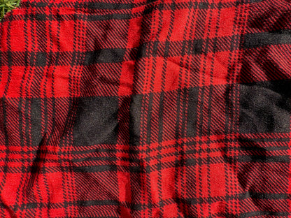 Red Black Plaid Rayon Crepe Woven "Lumberjack"