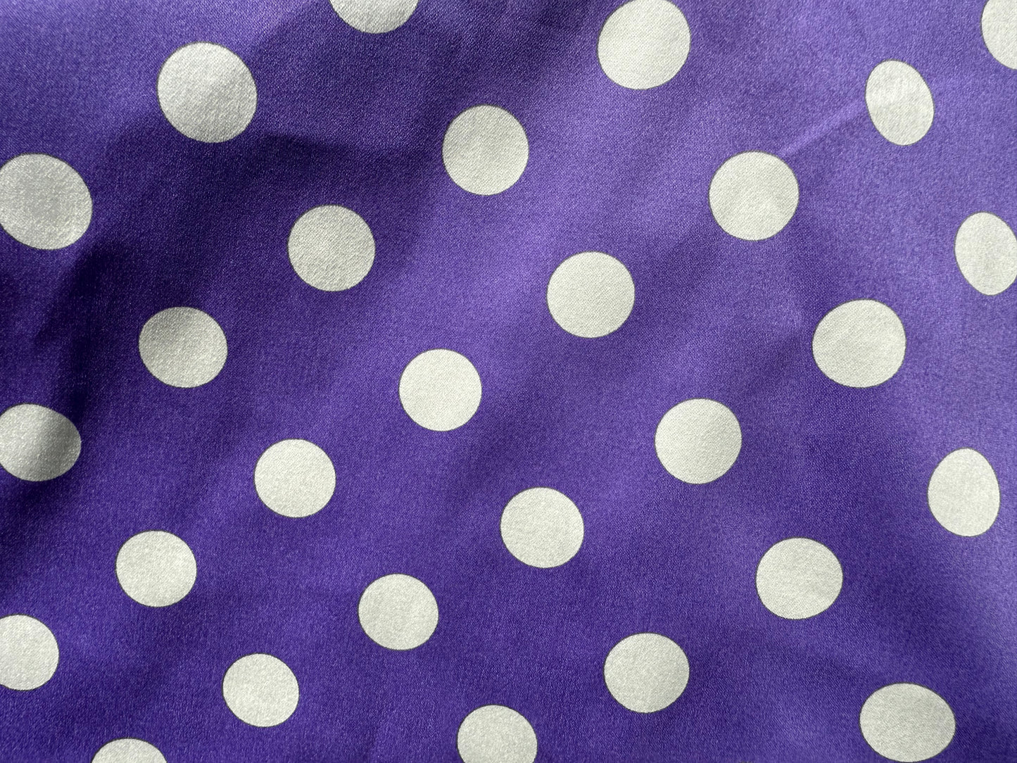 Purple White Polkadot Cotton Spandex Sateen Woven “Miss Spice”