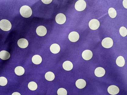 Purple White Polkadot Cotton Spandex Sateen Woven “Miss Spice”
