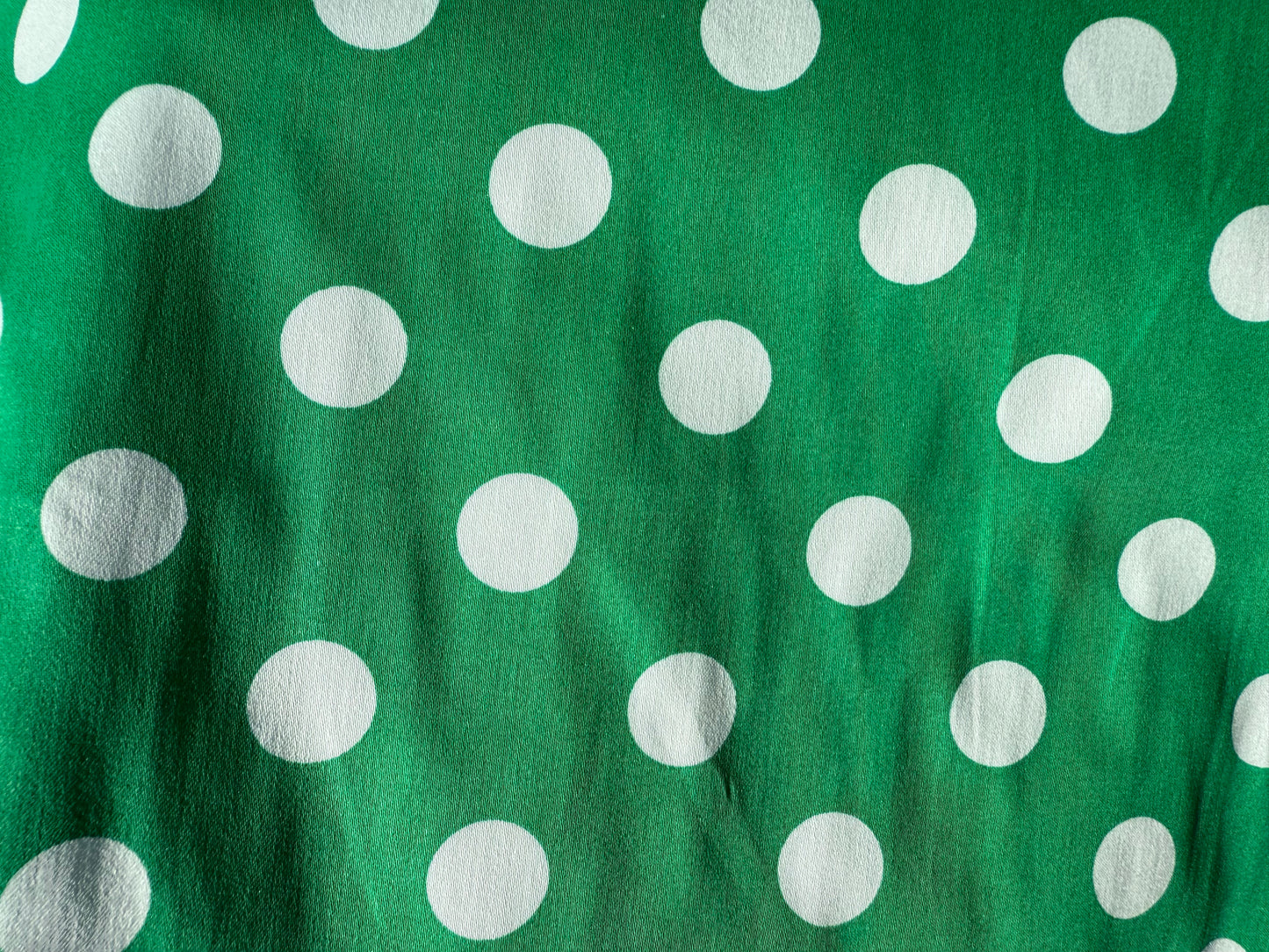 Green White Polkadot Cotton Spandex Sateen Woven "Miss Envy"