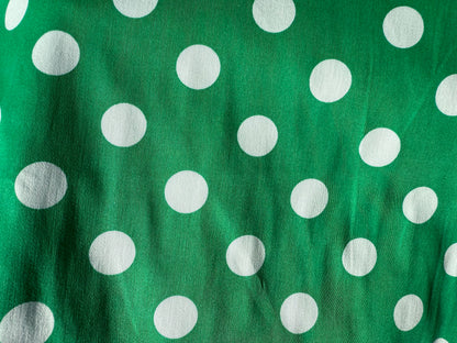 Green White Polkadot Cotton Spandex Sateen Woven "Miss Envy"