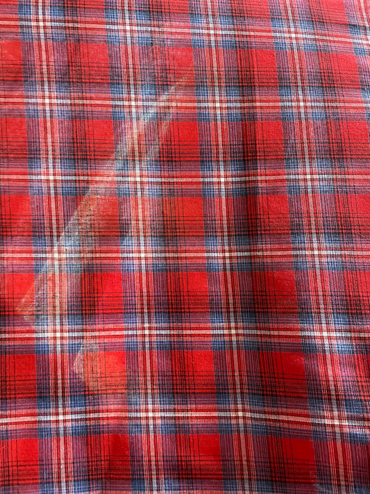 Red Blue White Plaid Cotton Lawn Voile Rodeo Cottage Core "Alan Goes to the Rodeo"