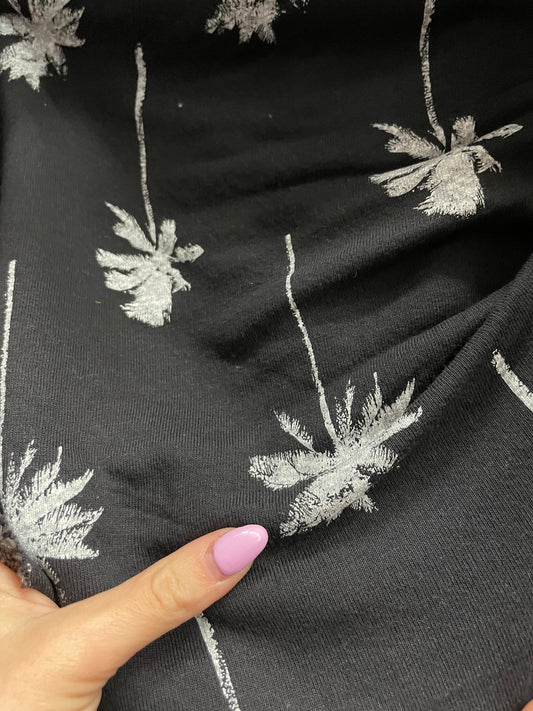 Black White Screen printed Palm Trees 90s Vintage Cotton French Terry "Cali Love"