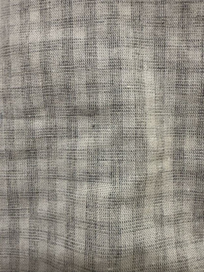 White Light Gray Plaid Linen Cotton Woven "Glazed Windows"