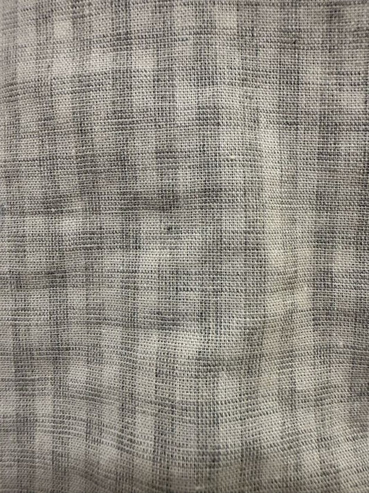 White Light Gray Plaid Linen Cotton Woven "Glazed Windows"
