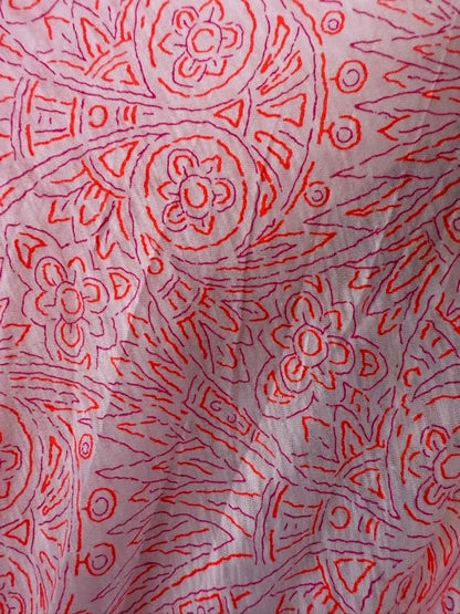 Pink Purple Orange Line art Floral Neon Cotton Jersey Knit " POP Zentangle"