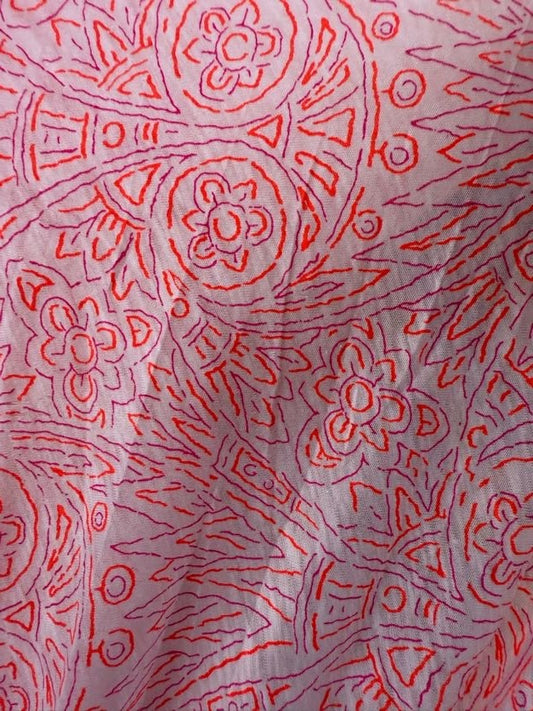 Pink Purple Orange Line art Floral Neon Cotton Jersey Knit " POP Zentangle"