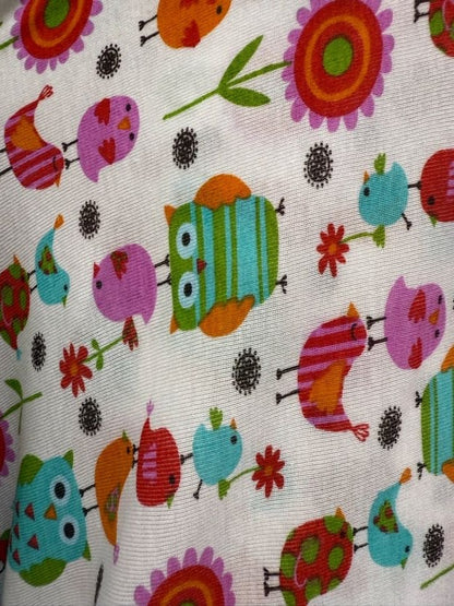 Pink Blue Green Red Orange White Animal Bird Owls Floral Cute Baby Rib 1x1 Cotton Spandex Jersey "Tweet Tweet Hoot"
