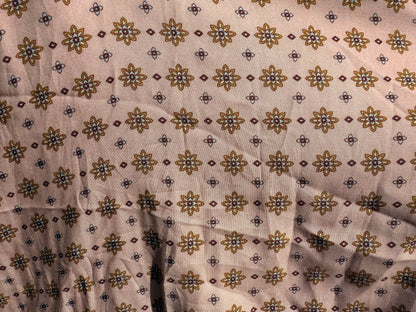 Light Pink Gold Blue Brown Ditsy Floral Geometric  Print Rayon Challis Woven "Rosemilk Daisy"