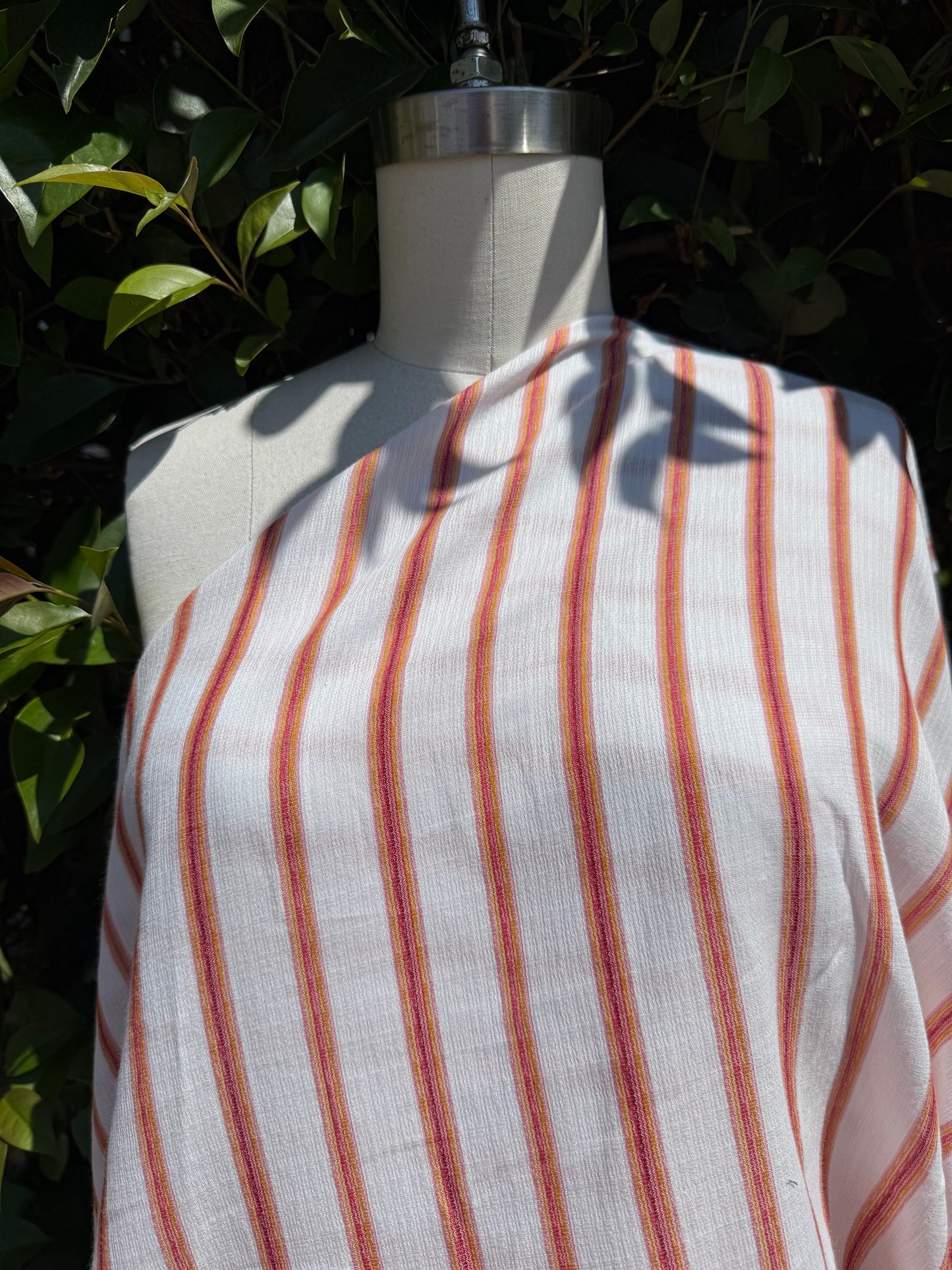 White Pink Orange Stripe Cotton Gauze Woven "Baja Jammies"