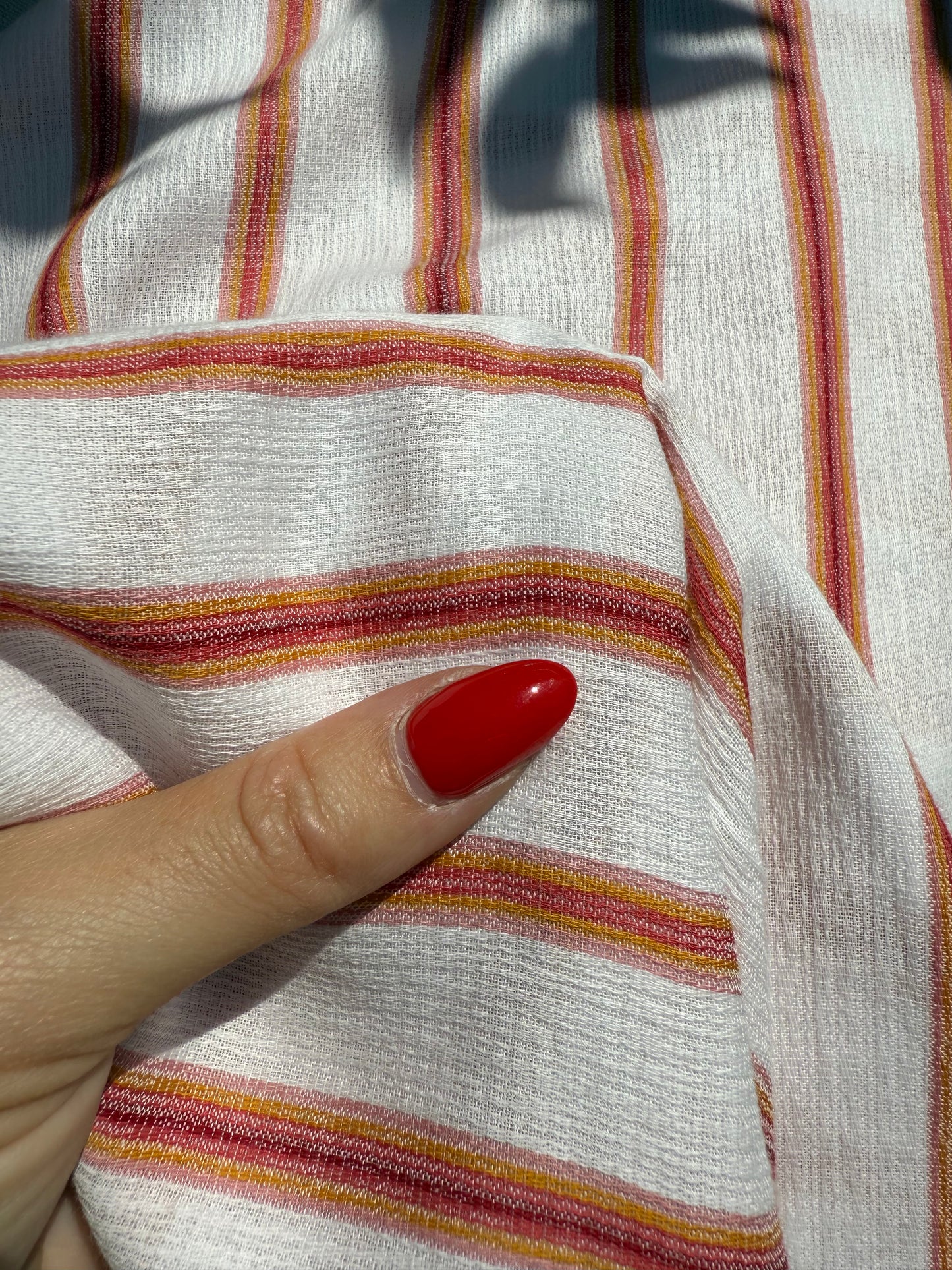 White Pink Orange Stripe Cotton Gauze Woven "Baja Jammies"