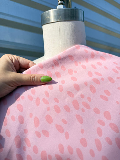Pink Abstract Dots Print Nylon Spandex Swim Knit "Bright Spot"