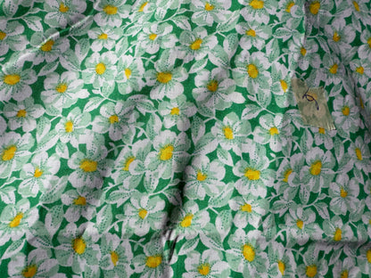 Green White Yellow Floral Print Cotton Poplin Woven " Georgia's Porch"