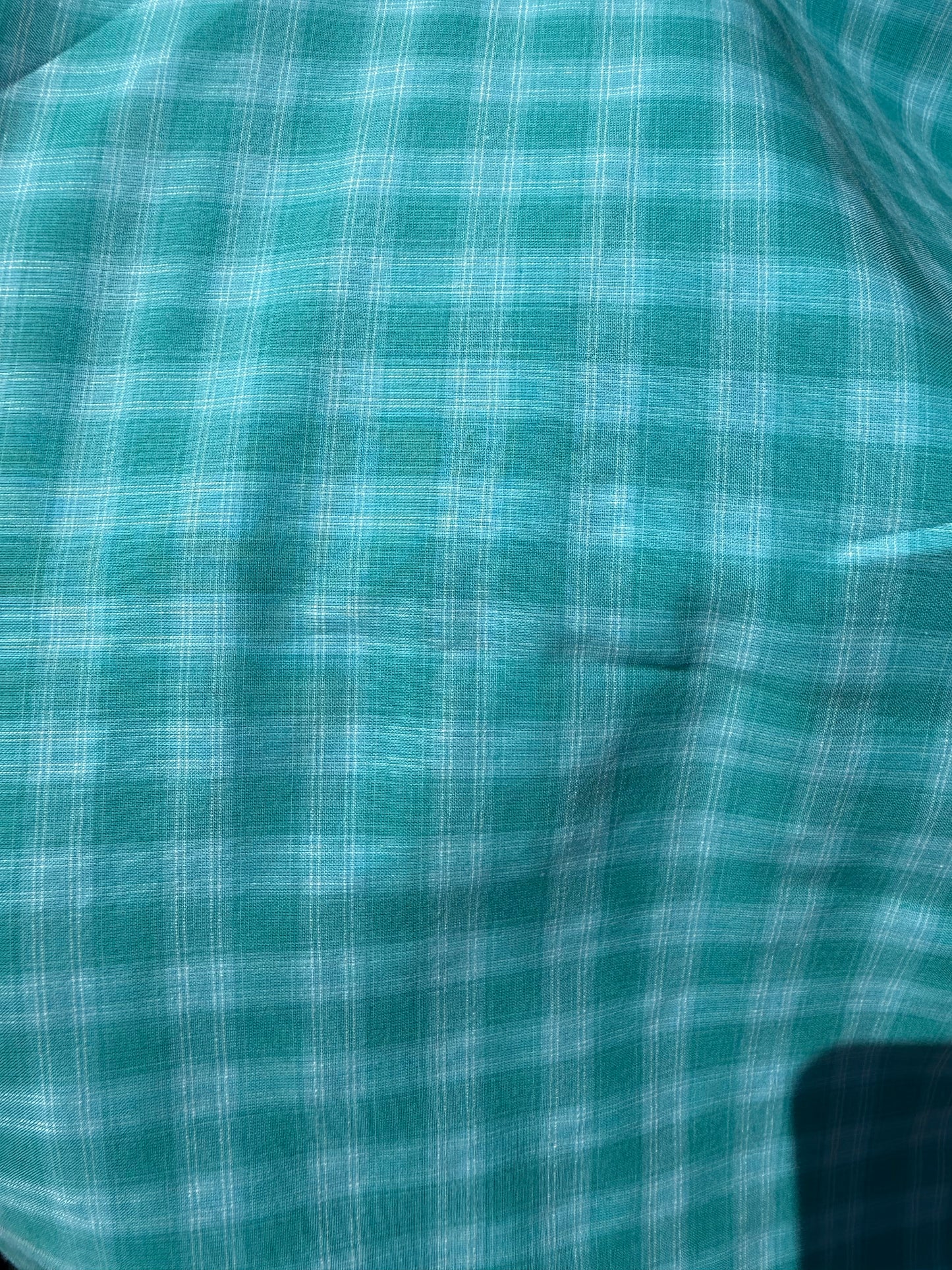 Aqua Blue Sheer Gingham Plaid Cotton Voile "Lake Day"