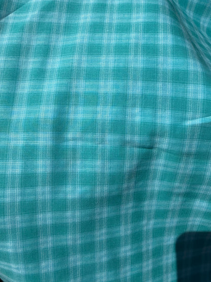 Aqua Blue Sheer Gingham Plaid Cotton Voile "Lake Day"