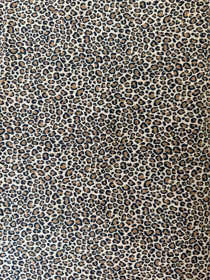 Brown Tan Black Leopard Print Cotton Quilt Poplin “Wild Cat”