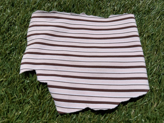 Blush Pink Brown White Stripe Print Nylon Spandex Swim Knit "Lined Up"