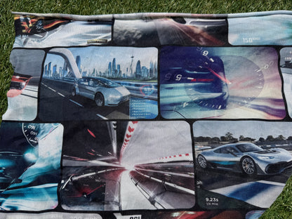 Grey Blue Black Car Micro Mesh Polyester Spandex Knit "Future Car"