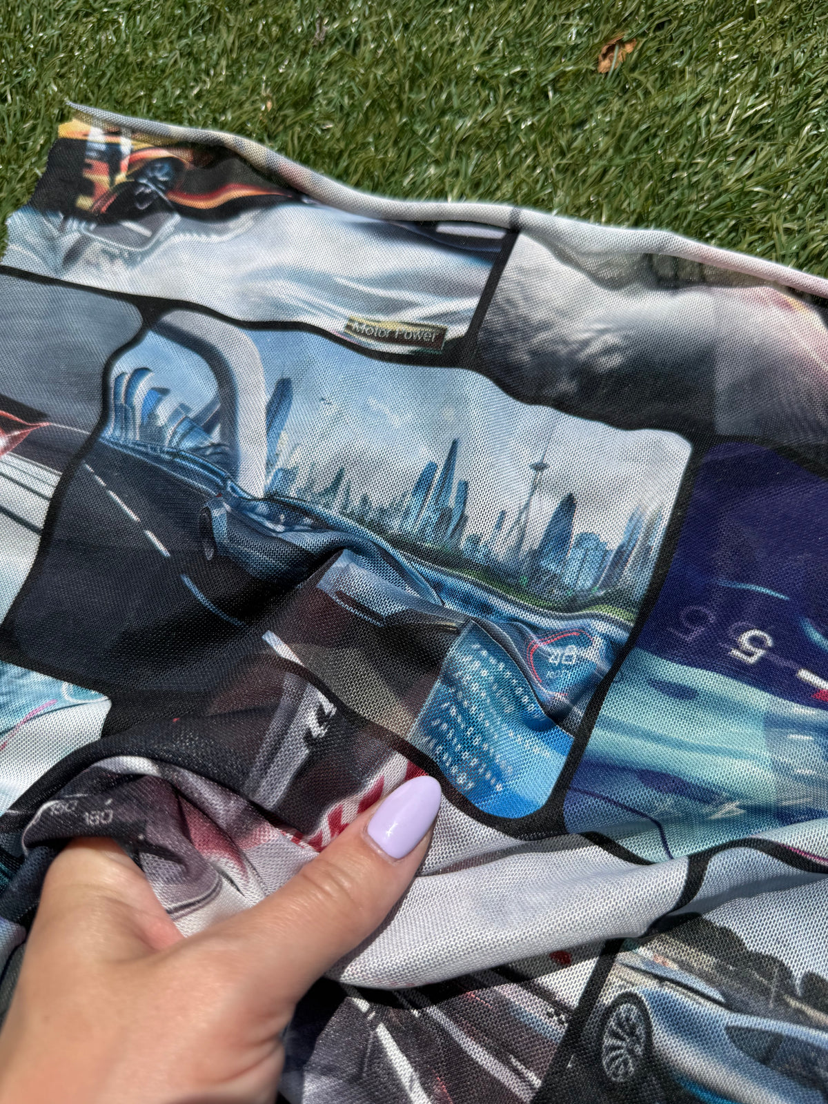Grey Blue Black Car Micro Mesh Polyester Spandex Knit "Future Car"