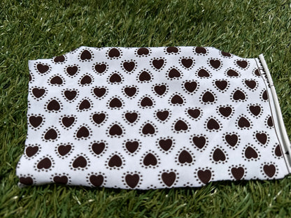 Ivory Brown Heart Dot Retro Print Nylon Spandex Swim Knit "Heart Spash"
