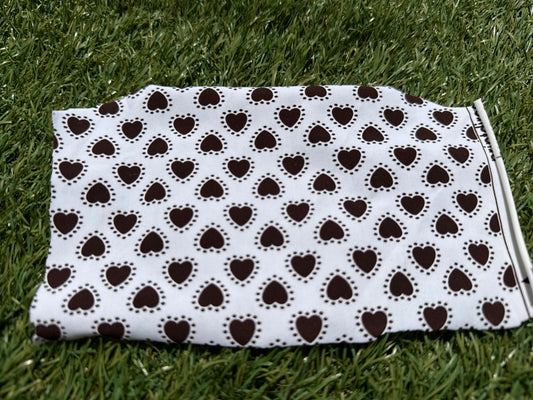 Ivory Brown Heart Dot Retro Print Nylon Spandex Swim Knit "Heart Spash"