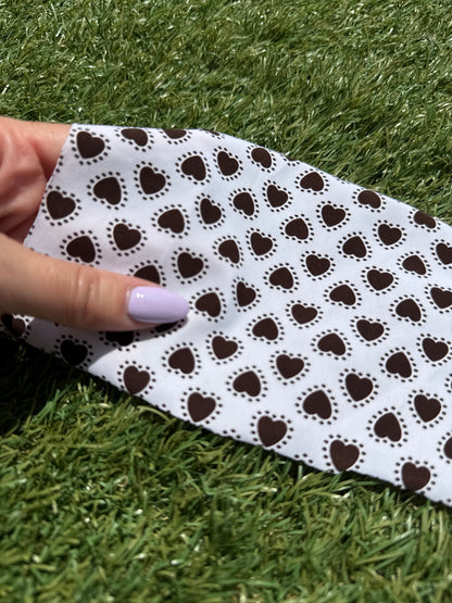 Ivory Brown Heart Dot Retro Print Nylon Spandex Swim Knit "Heart Spash"