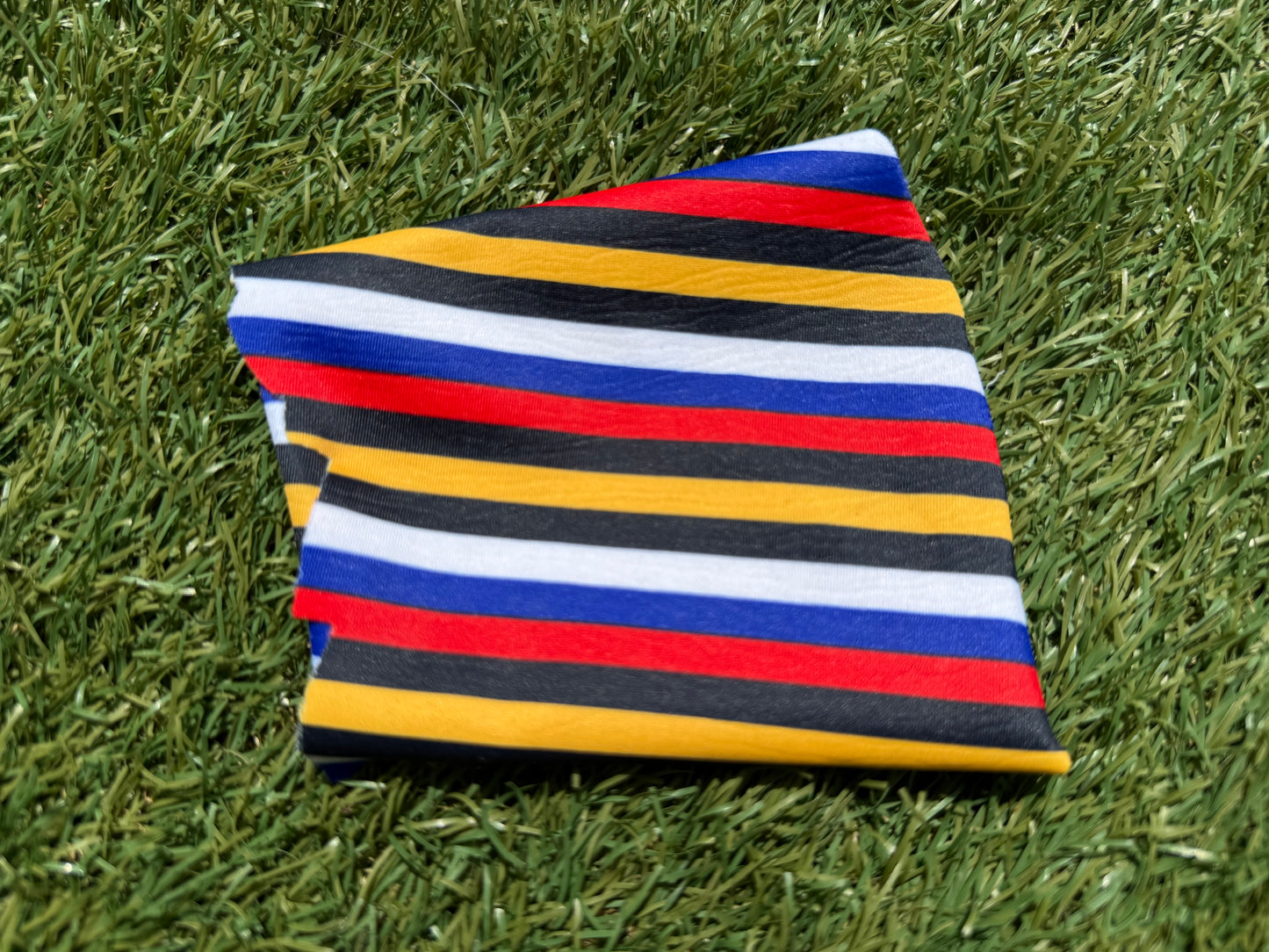 Red White Yellow Blu Black Stripe Print Nylon Spandex Swim Knit "Deep Sea Dive"