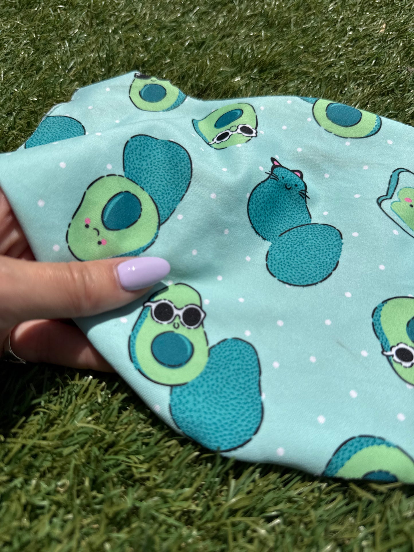 Green Avocado Novelty Nylon Spandex Swim Knit "Guac My World"